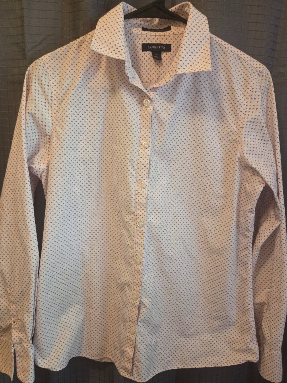 Lands' End Women's No-Iron Supima Cotton Shirt — Pink & Black